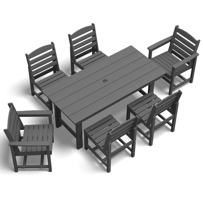 7-Piece Outdoor Dining Set with Rectangular Table & 6 Chairs