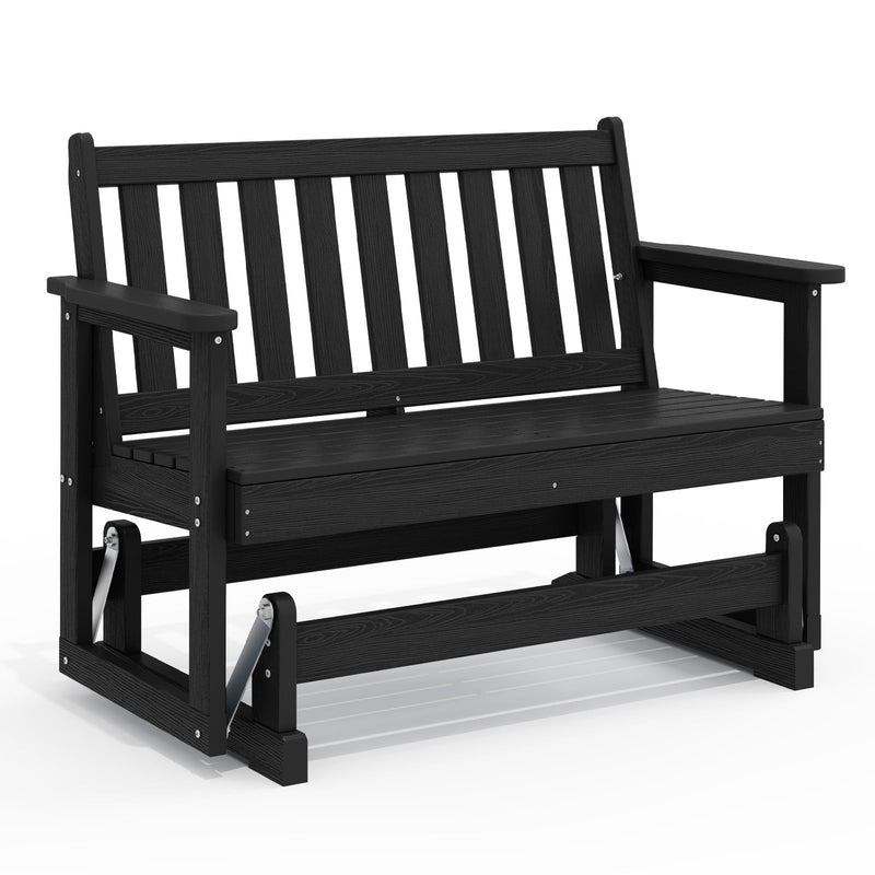 Outdoor 2-Person Glider Bench with Armrests