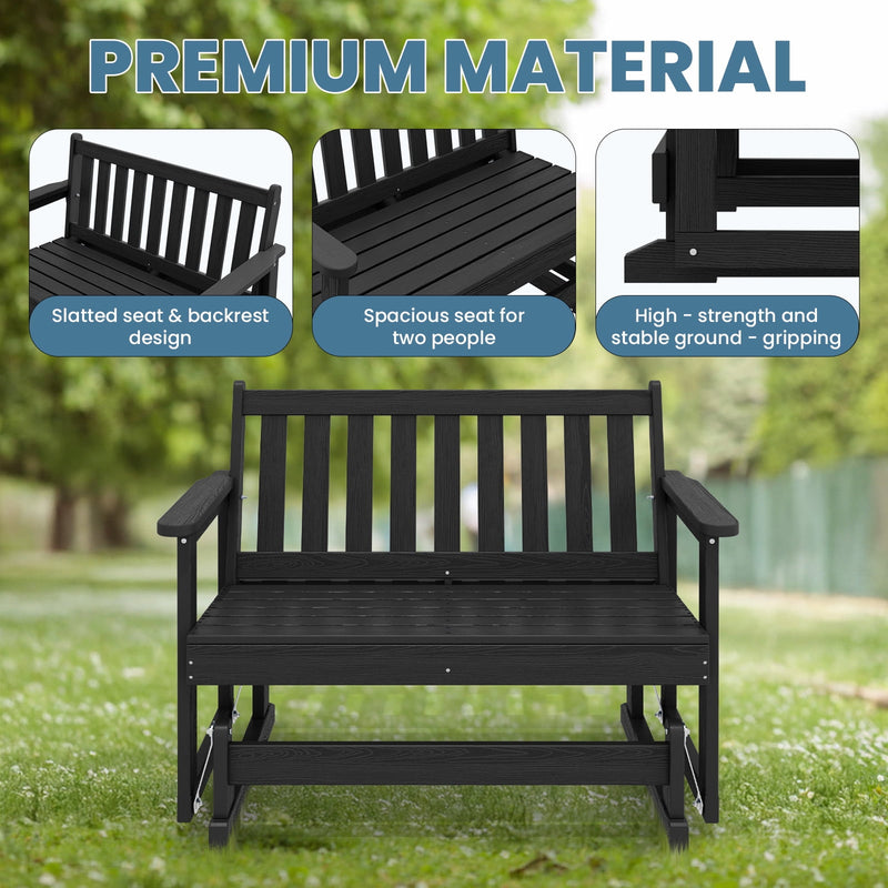Outdoor 2-Person Glider Bench with Armrests