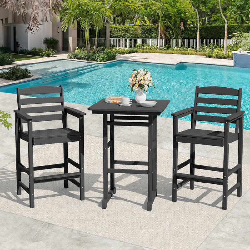 Outdoor 3-Piece Bar Table and Chairs Set