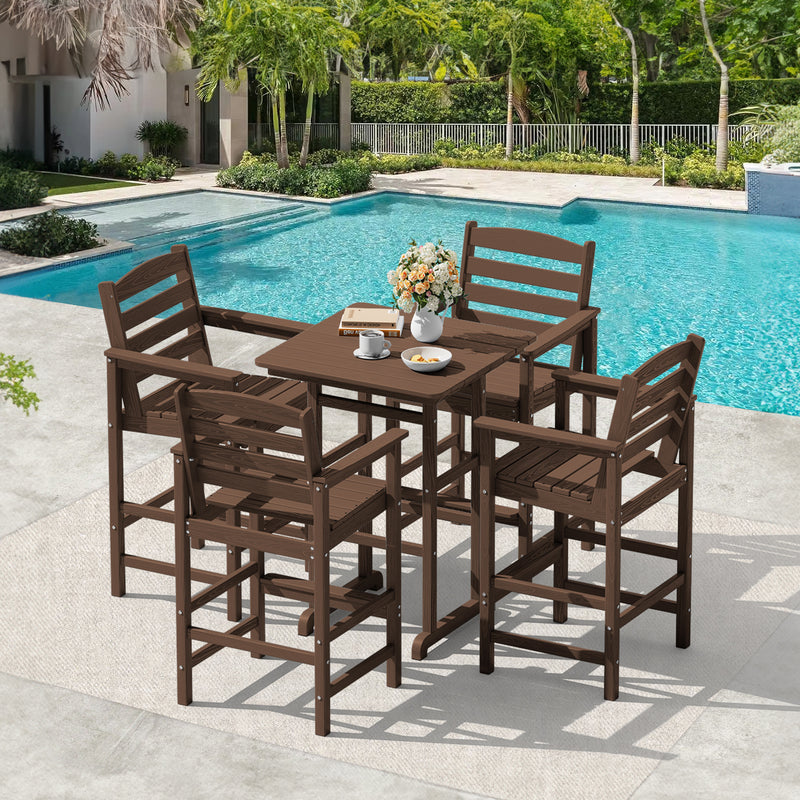 Outdoor 5-Piece Bar Table and Chairs Set