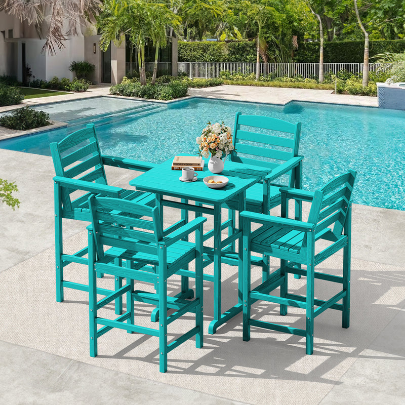 Outdoor 5-Piece Bar Table and Chairs Set