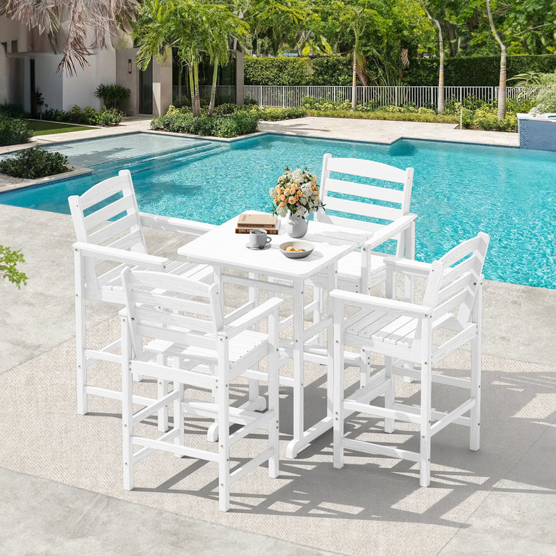 Outdoor 5-Piece Bar Table and Chairs Set