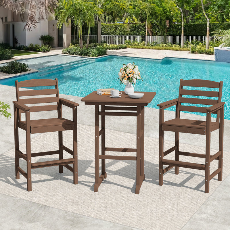 Outdoor 3-Piece Bar Table and Chairs Set