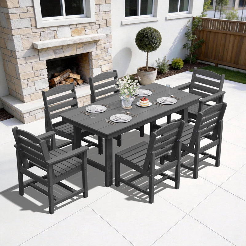 7-Piece Outdoor Dining Set with Rectangular Table & 6 Chairs