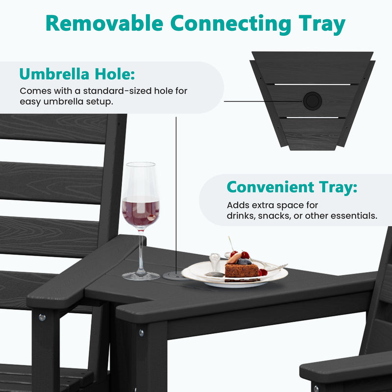 Outdoor Bar Chair Set of 2 with Connecting Table