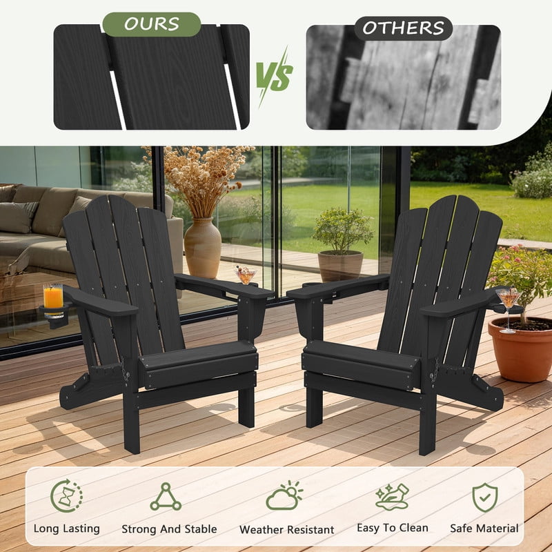 Folding Adirondack Chair with Dual Cup Holders