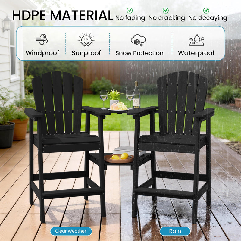 Bar-height Adirondack Chair Set of 2 with Connecting Table