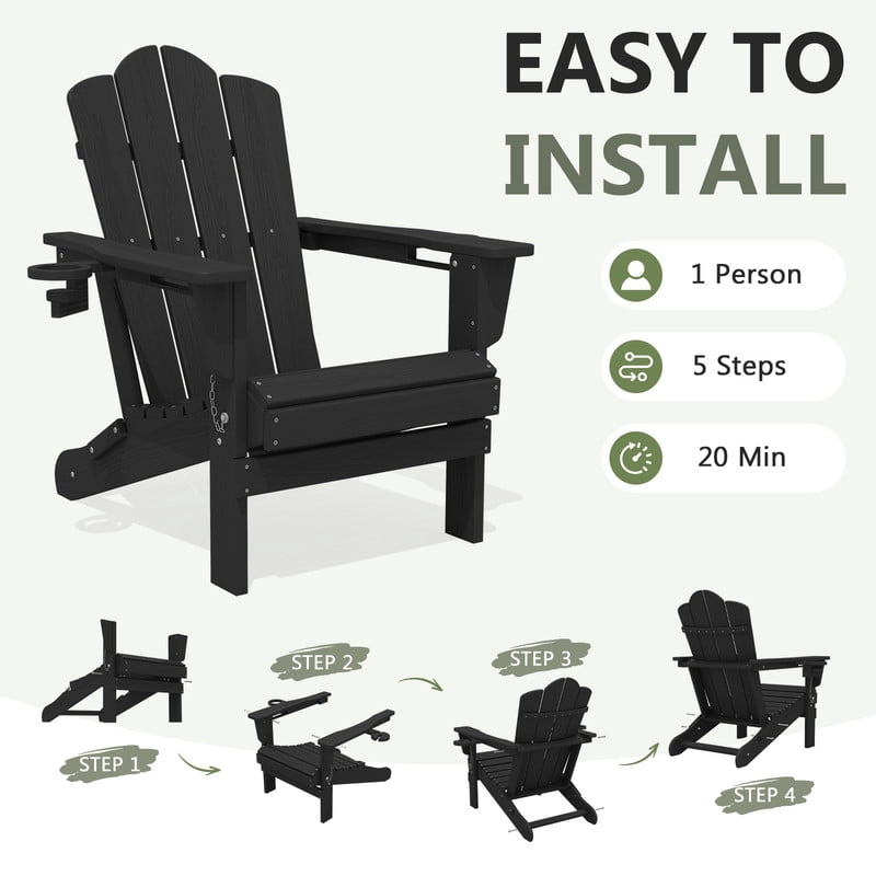 Folding Adirondack Chair with Dual Cup Holders