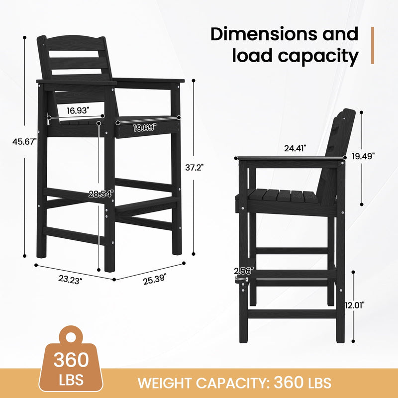 Outdoor Tall Bar Armchair Set of 2