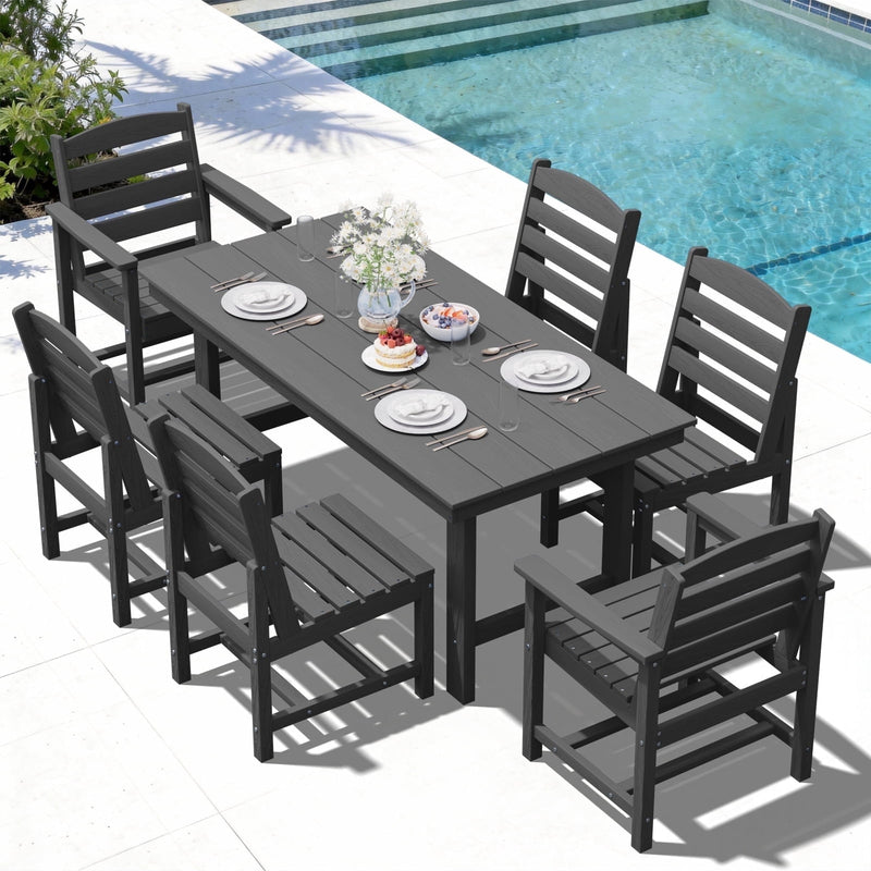 7-Piece Outdoor Dining Set with Rectangular Table & 6 Chairs