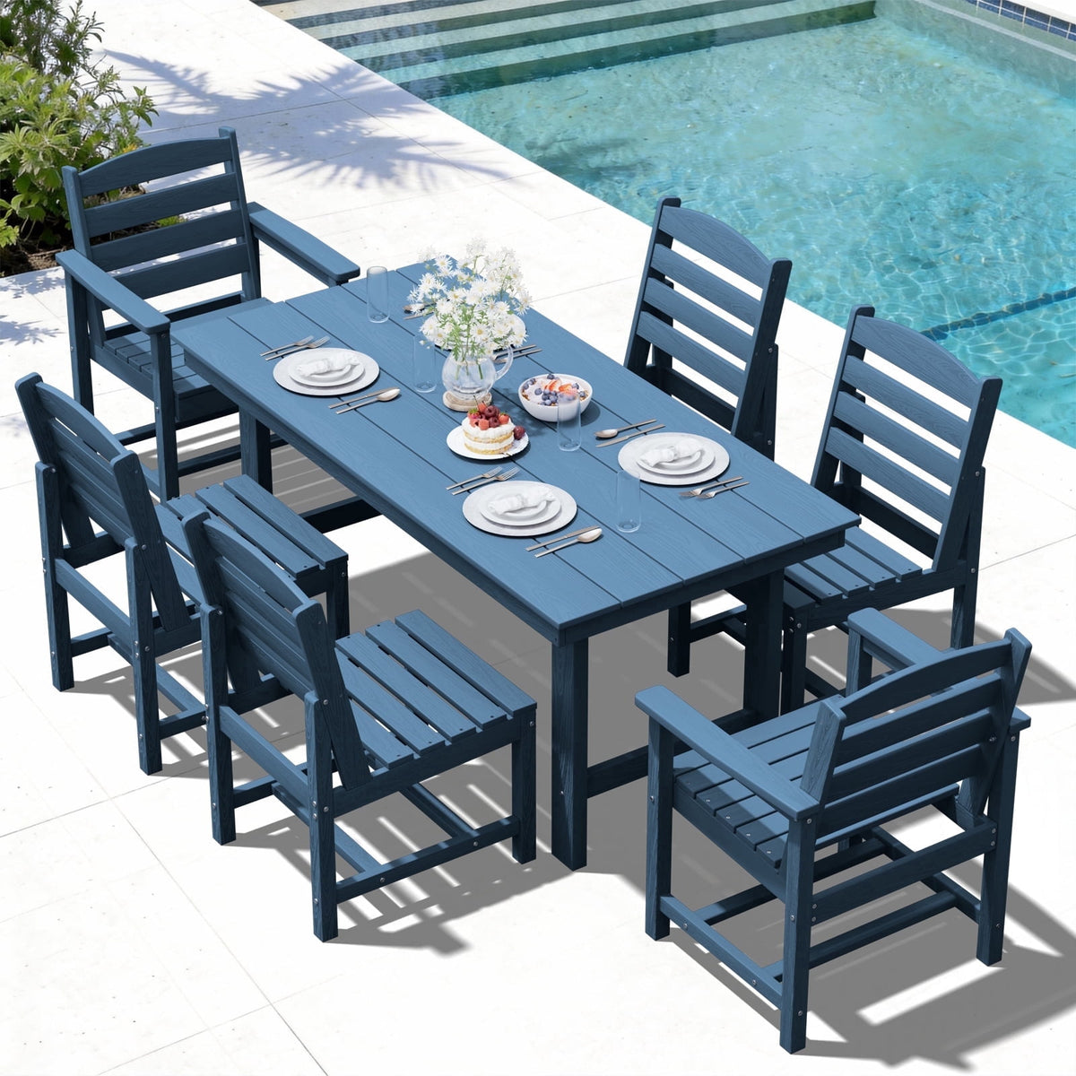 7-Piece Outdoor Dining Set with Rectangular Table & 6 Chairs