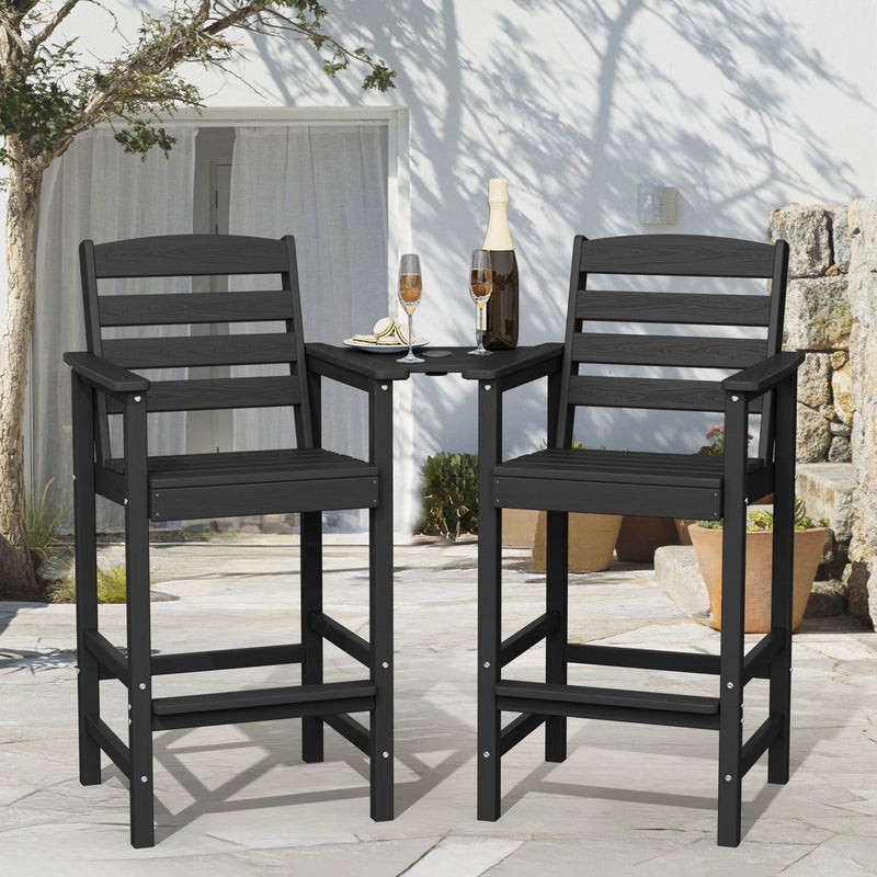 Outdoor Bar Chair Set of 2 with Connecting Table