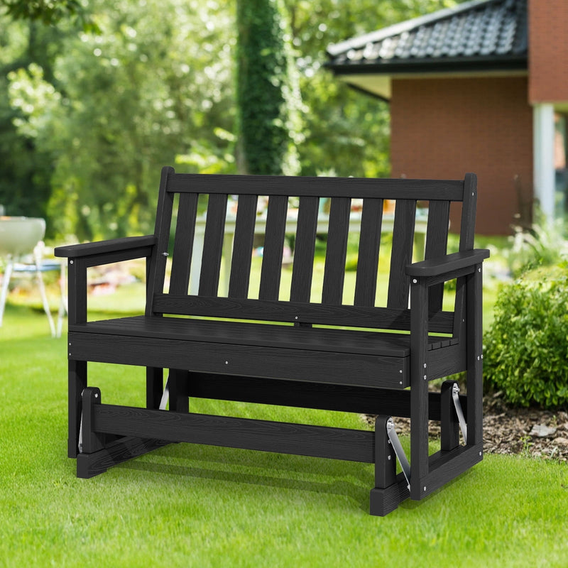 Outdoor 2-Person Glider Bench with Armrests