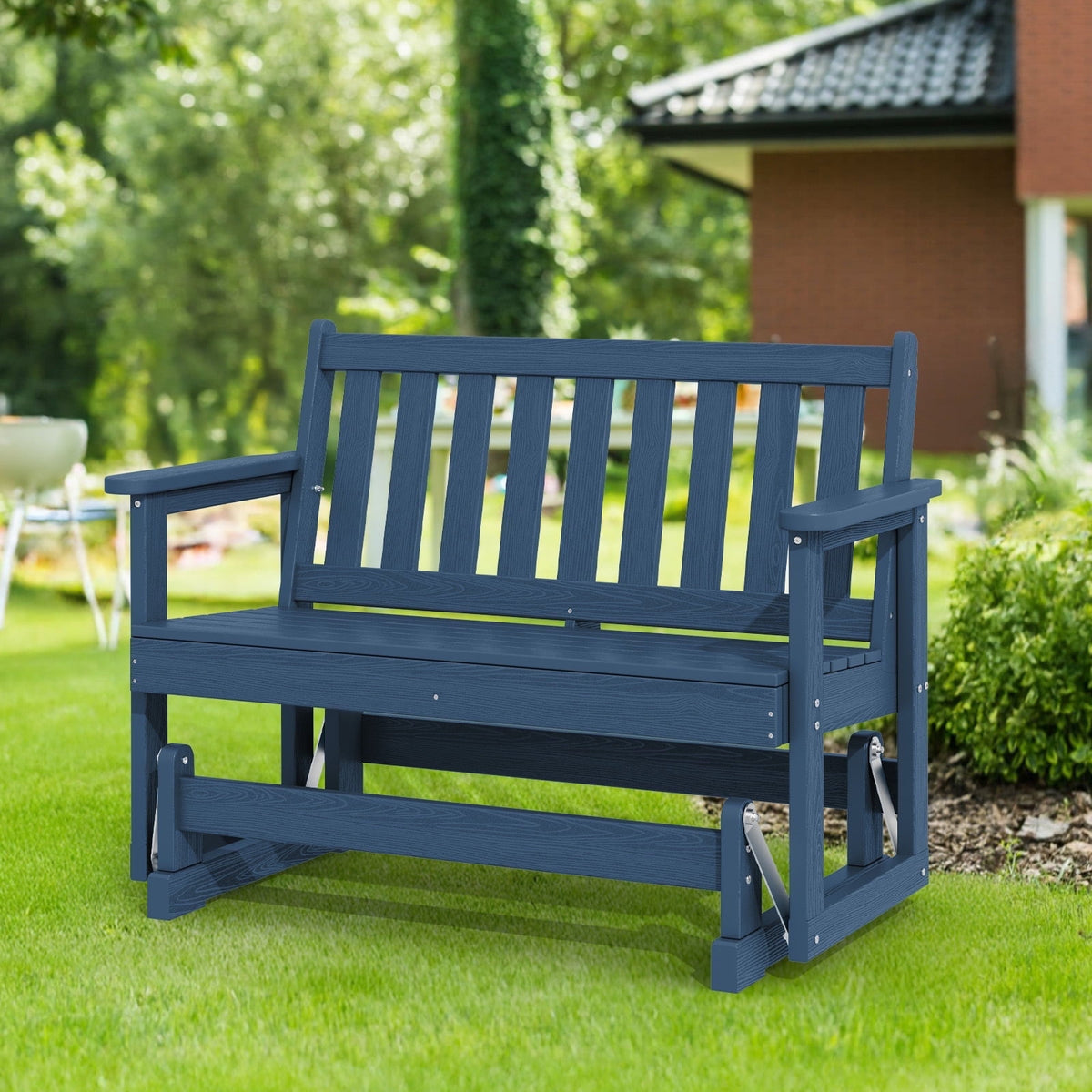 Outdoor 2-Person Glider Bench with Armrests