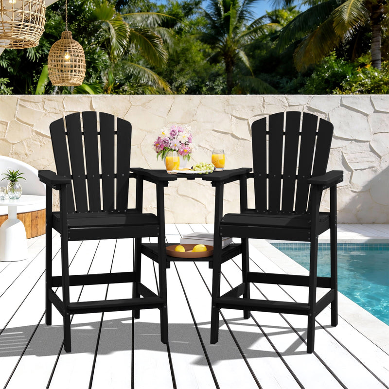 Bar-height Adirondack Chair Set of 2 with Connecting Table