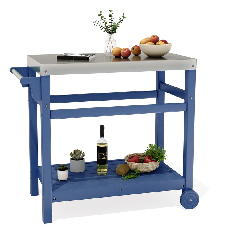 Outdoor Serving Cart with Stainless Steel Top