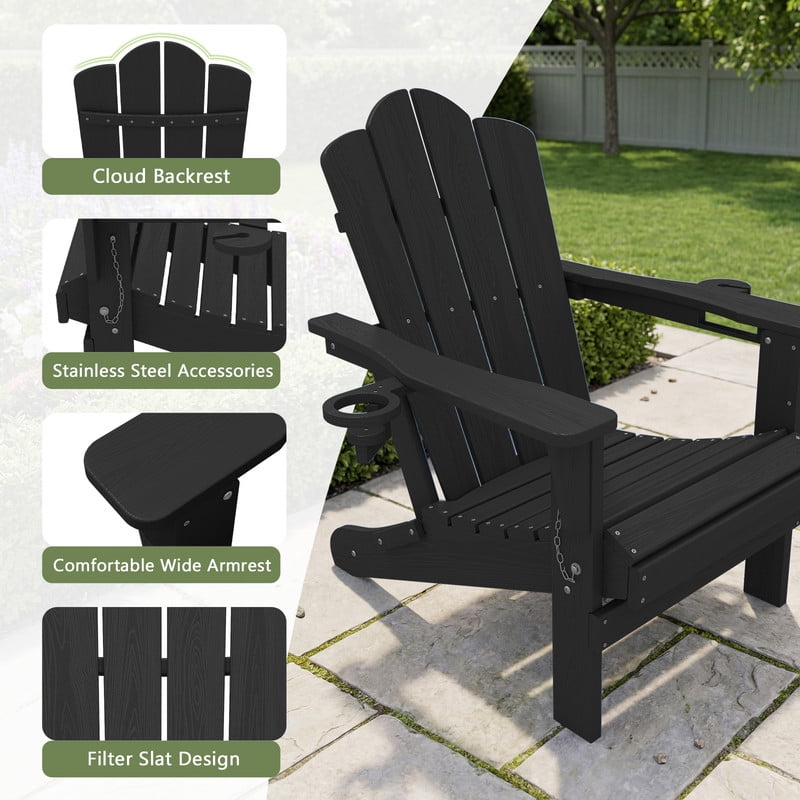 Folding Adirondack Chair with Dual Cup Holders