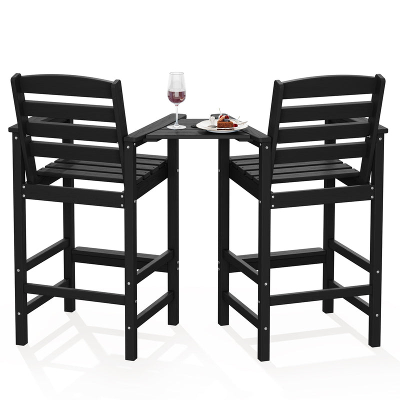 Outdoor Bar Chair Set of 2 with Connecting Table