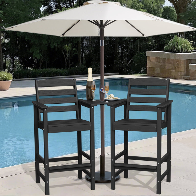 Outdoor Bar Chair Set of 2 with Connecting Table