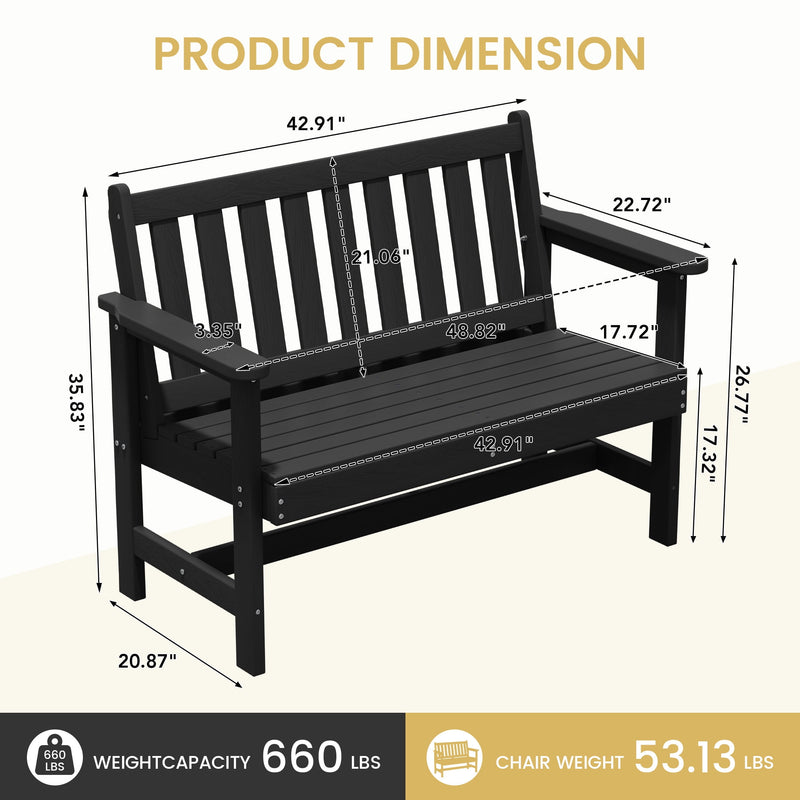 Outdoor 2-Person Park Bench