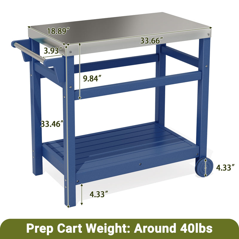 Outdoor Serving Cart with Stainless Steel Top
