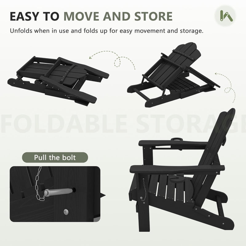 Folding Adirondack Chair with Dual Cup Holders